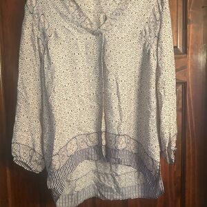 Women's Blue Patterned Silk Top by Vince
